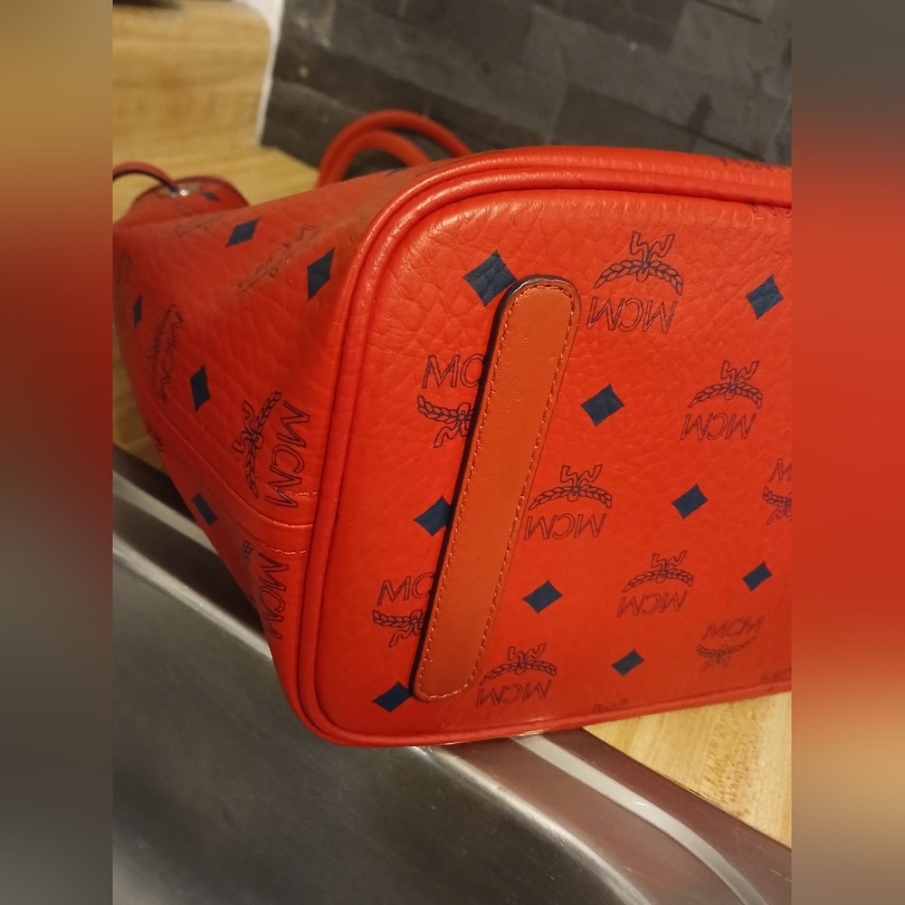 MCM Authentic Red & Black Tote Like New  (Stunning) - Picture 11 of 12